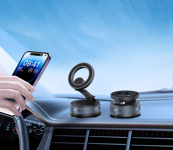 磁力万向调节折叠手机支架车载磁吸真空吸附导航手机支架