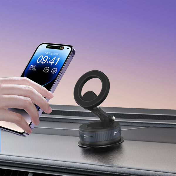 磁力万向调节折叠手机支架车载磁吸真空吸附导航手机支架