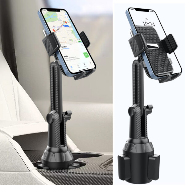 车载水杯座手机支架 可折叠防滑 汽车水杯架手机固定支架