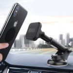 车载磁吸手机支架汽车仪表台挡风玻璃吸盘式可伸缩磁铁导航支架