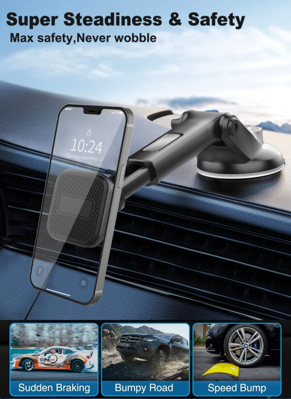 车载磁吸手机支架汽车仪表台挡风玻璃吸盘式可伸缩磁铁导航支架