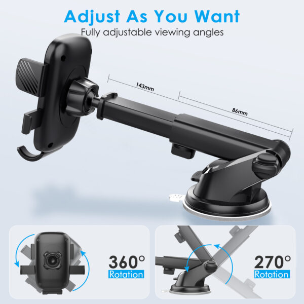 车载手机支架汽车仪表台挡风玻璃吸盘式可伸缩自动锁手机导航支架