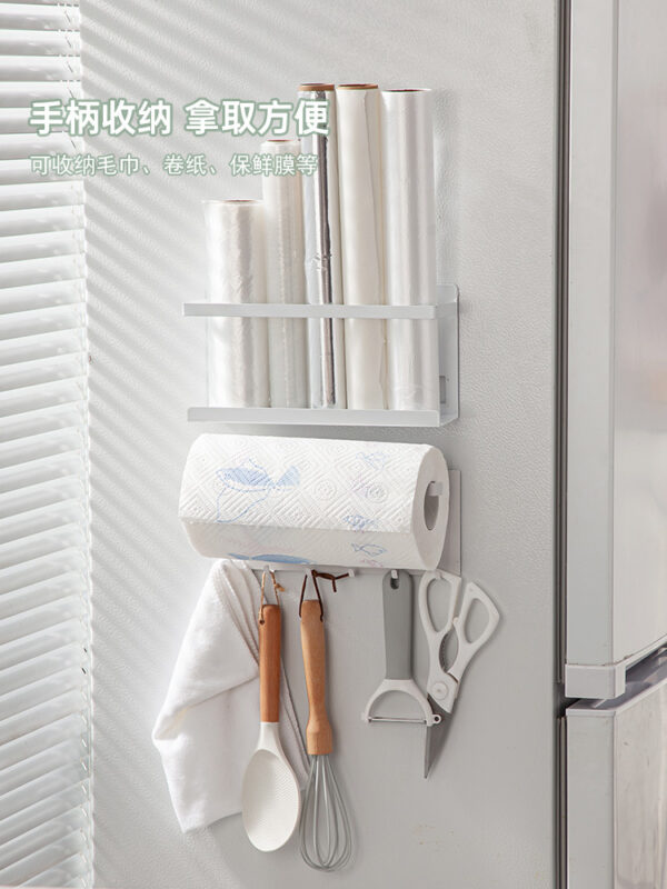 铁艺磁吸置物架冰箱侧面厨房卷纸保鲜膜收纳整理架调味料纸巾挂架