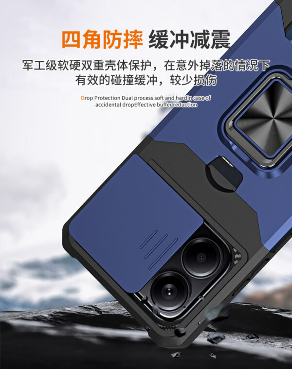 HM-NOTE14指环插卡手机壳推窗插卡手机壳指环支架保护套