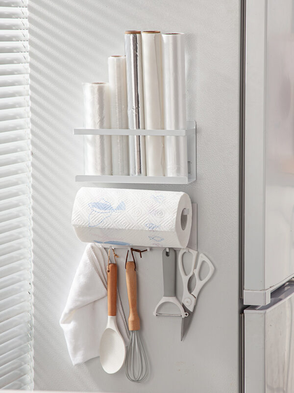 铁艺磁吸置物架冰箱侧面厨房卷纸保鲜膜收纳整理架调味料纸巾挂架