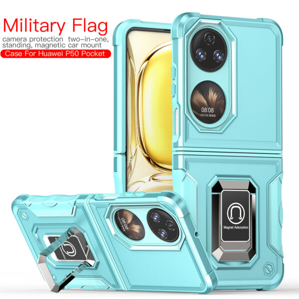华为P50 Pocket手机壳军旗磁吸支架简约后盖式手机保护套防摔