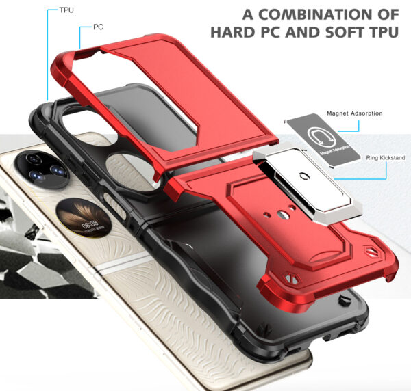 华为P50 Pocket手机壳军旗磁吸支架简约后盖式手机保护套防摔