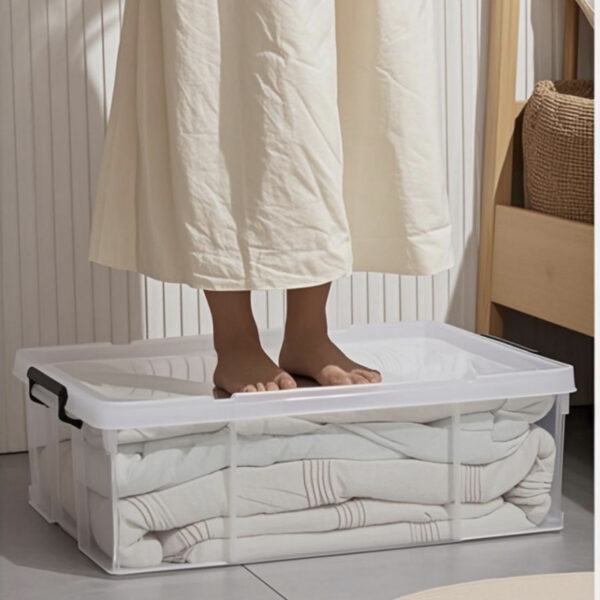 加厚透明扁平床底收纳箱长方形矮款杂物衣服整理箱车载储物直角箱